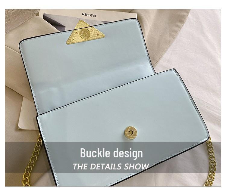 Geantă crossbody pătrată mică cu lanț de culoare uni - Geantă de umăr de mână simplă, versatilă și la modă în stil coreean pentru femei