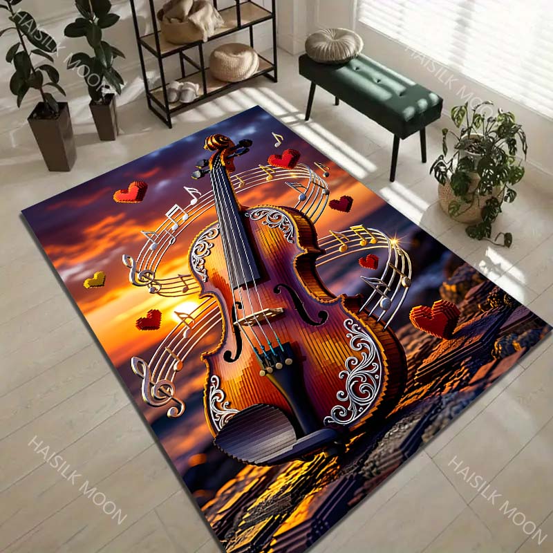1PC Dream Violin Print Carpet for Living Room Bedroom Sofa Home Decor Rus Non-slip Floor Mat Luxury Gift Multiple Sizes