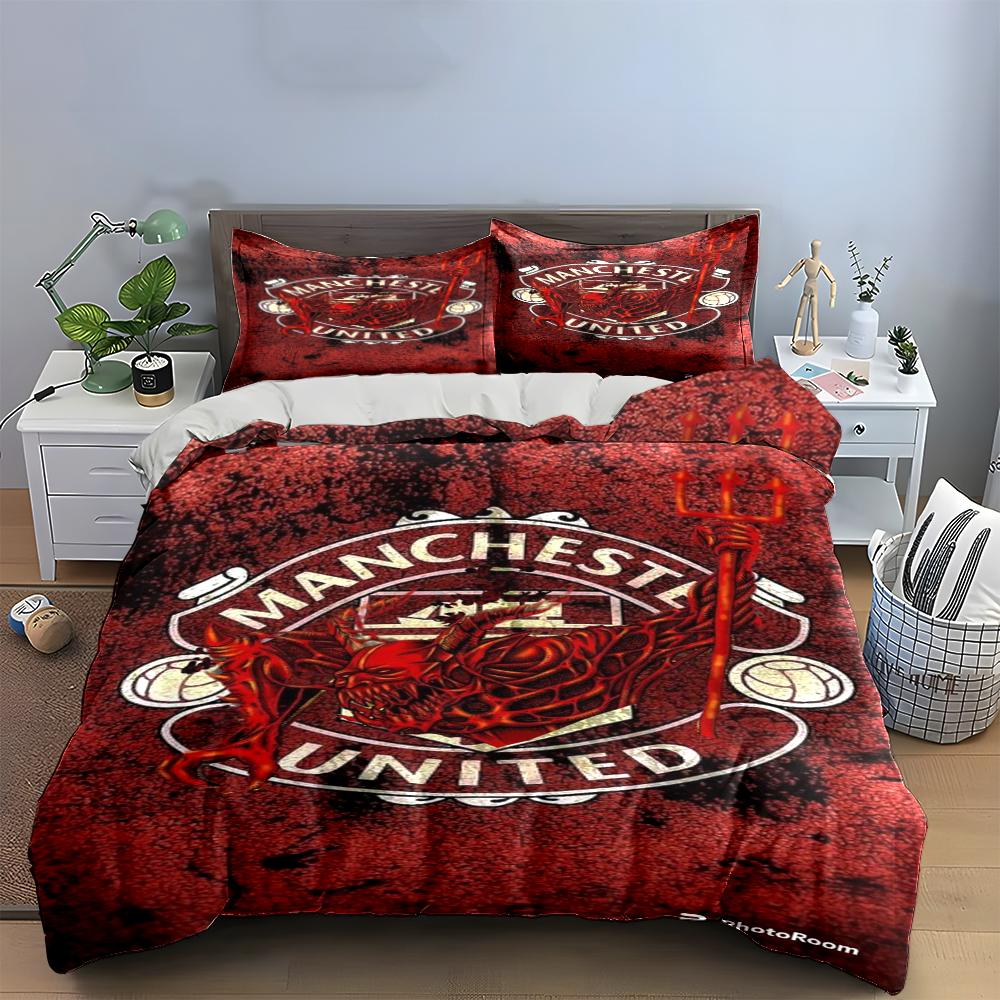 Set Biancheria da Letto Manchester United Copripiumino Federe Decorazioni per la Casa (1 * Copripiumino 2 * Federe, senza piumino)