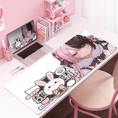 Gaming Mousepads Anime Cute Girl Desk Carpet Hinano Tachibana Desktop Mats Anti-Slip Rubber Locking Edge Pink Keyboard Table Pad