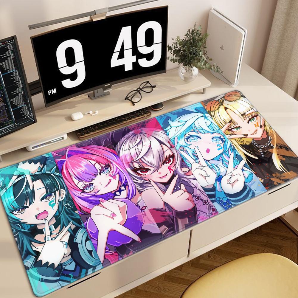 Gaming Mouse Pad Large Desk Mat Antislip Base Stitched Edges Group Anime Girls Print for Gaming Office Desk Use