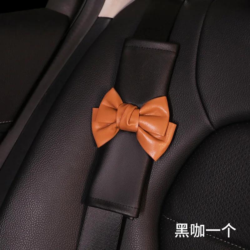 Fashion Car Seat Belt Cover Black Bow Adjustable Car Safety Belt Cover Shoulder Pad for Kids Adults Car Interior Accessories