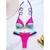 New Sexy Solid Splicin Bikini Set Women's Swimsuit Two-piece Triangle Halter Swimwear Bathing Suit Brazilian Biquinis
