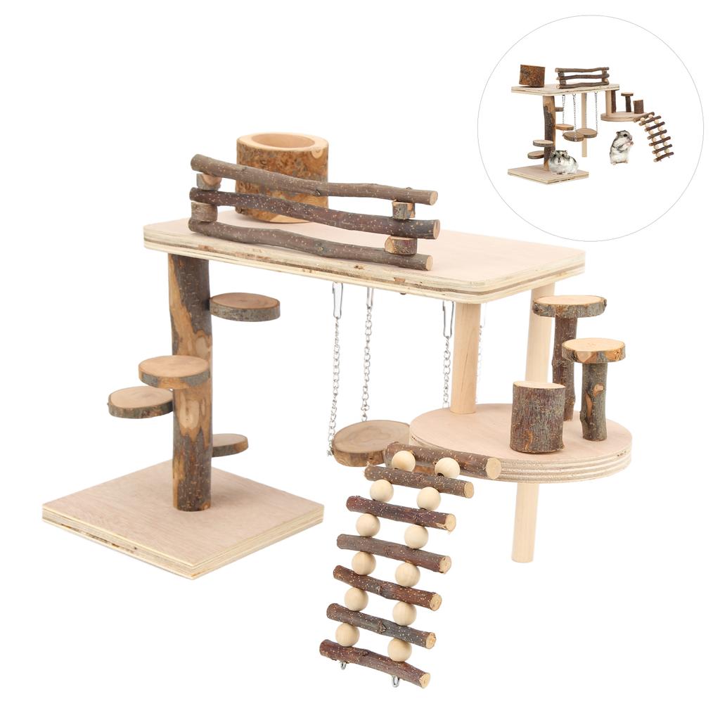 Hamster Apple Wood Ladder Playground Safe Durable Wooden Playground for Hamster Little Pet