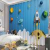Cartoon High Shading Curtain Children's Room Boy Bedroom Astronaut New Bay Window Sunscreen Blackout Sound Insulation Drape 2Pcs