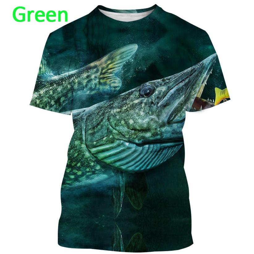 Summer Men's Short Sleeve 3D Printed Fish Hunting Pattern Design T-shirt Special T-shirt