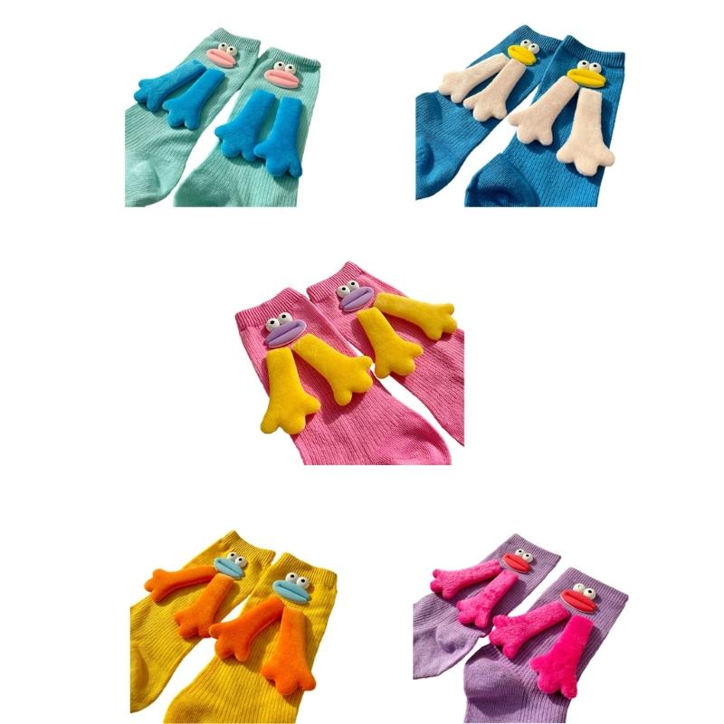 1 Pair Cotton Crew Dress Socks Simple Ankle Socks Trendy Bootie Socks Cartoon Doll Calf Socks for Womens Streetwear