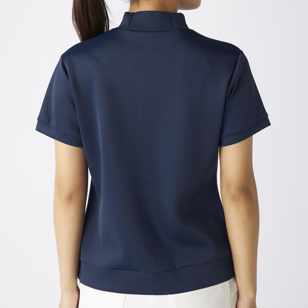 Marie Claire Short Sleeve Mock Neck UV Cooling 715622W Women's Shirt, Protection, Touch, Navy,