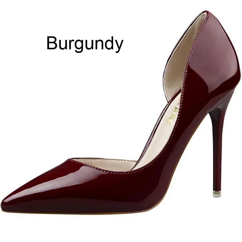 Women Patent Leather High Thin Heel Shoes Office Shallow Mouth Single Shoes Nightclub Party Wedding Banquet Gathering Lady Pumps
