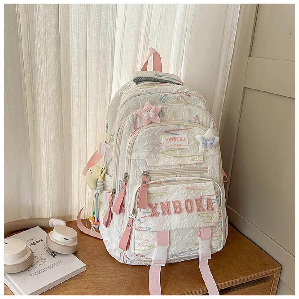

New girls schoolbag, college student backpack, junior high schoolmulti-layer large-capacity contrasting color, high-value high school student backpack