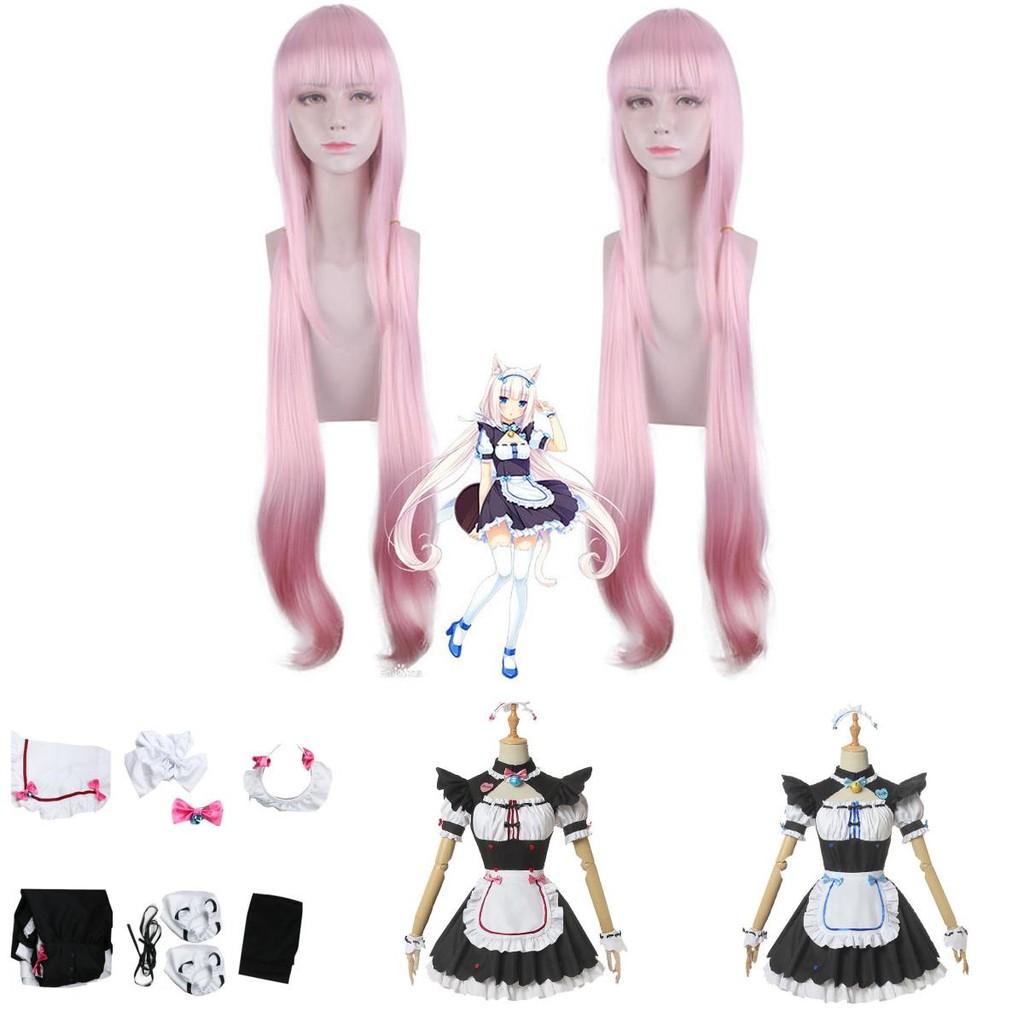 Chocola Vanilla Katzen-Mädchen Cosplay Kostüm Perücke Exquisite Verarbeitung Atmungsaktiv