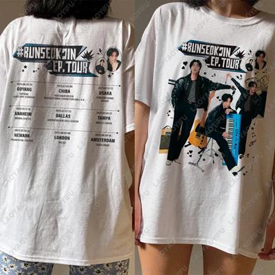 2025 Turné Run Seokjin Tričko Jin z bavlny Koncert Světově pohlední Muži Ženy Army trička Trend Cool Ležérní Móda Dospělé Topy Dárek