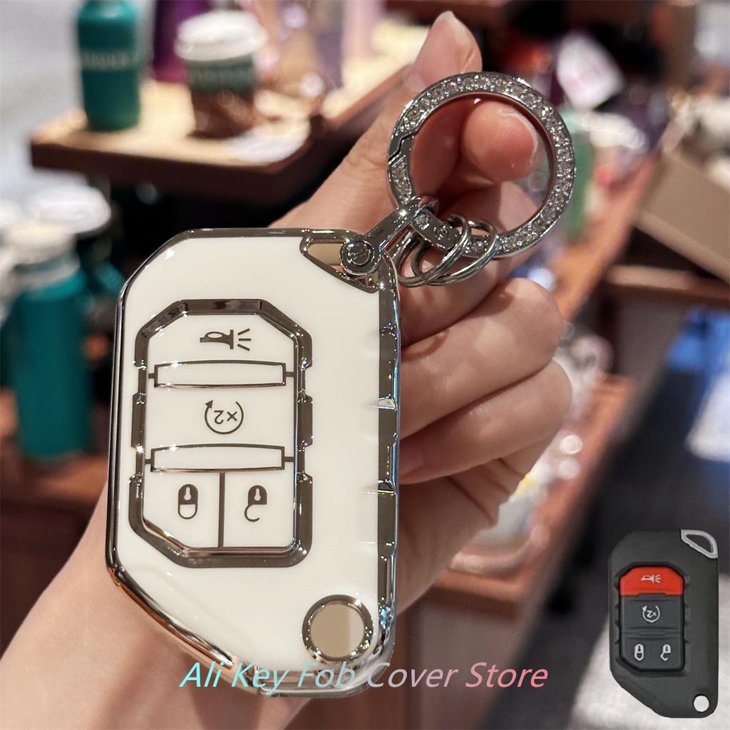 Key Fob Cover Car Keychain Lanyard for Jeep 2020 2021 Gladiator JT Sahara JLU 2018-2023