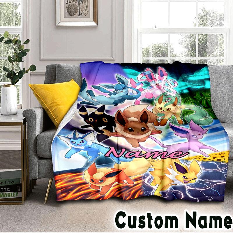 Custom NamePika Blanket Flannel Throw for Sofa, Indoor, Camping, Living Room, Office, Chair, And Bed Soft Birthday Christmas Gift