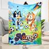Soccer Fun Bluey Customize Text Blanket Throw Personalized Blanket Soft & Cozy Versatile for Bed Office Chair Couch Seaside Four Seasons Universal