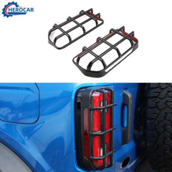 1 Pair ABS Rear Tail Light Guards Cover for Ford Bronco + Black Accessories