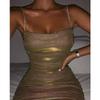 Fashion Pleated Hip-wrapped Suspender Dress Women Sexy Nightclub Sleeveless Backless Mini Short Party Dress Bodycon Elegant Slim Casual Clothing