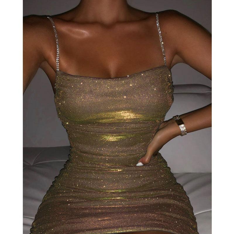 Fashion Pleated Hip-wrapped Suspender Dress Women Sexy Nightclub Sleeveless Backless Mini Short Party Dress Bodycon Elegant Slim Casual Clothing