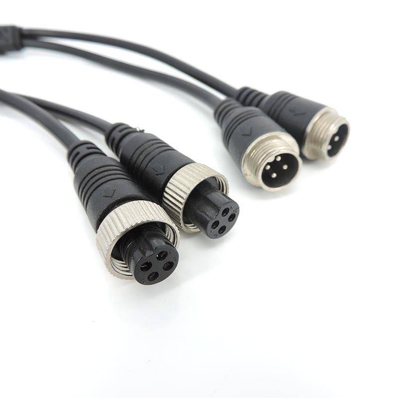 M12 4Pin Aviation Head To Male Female To 2 Way Male Female Aviation Head Wire Extension Y Splitter Cable Adapter Connector