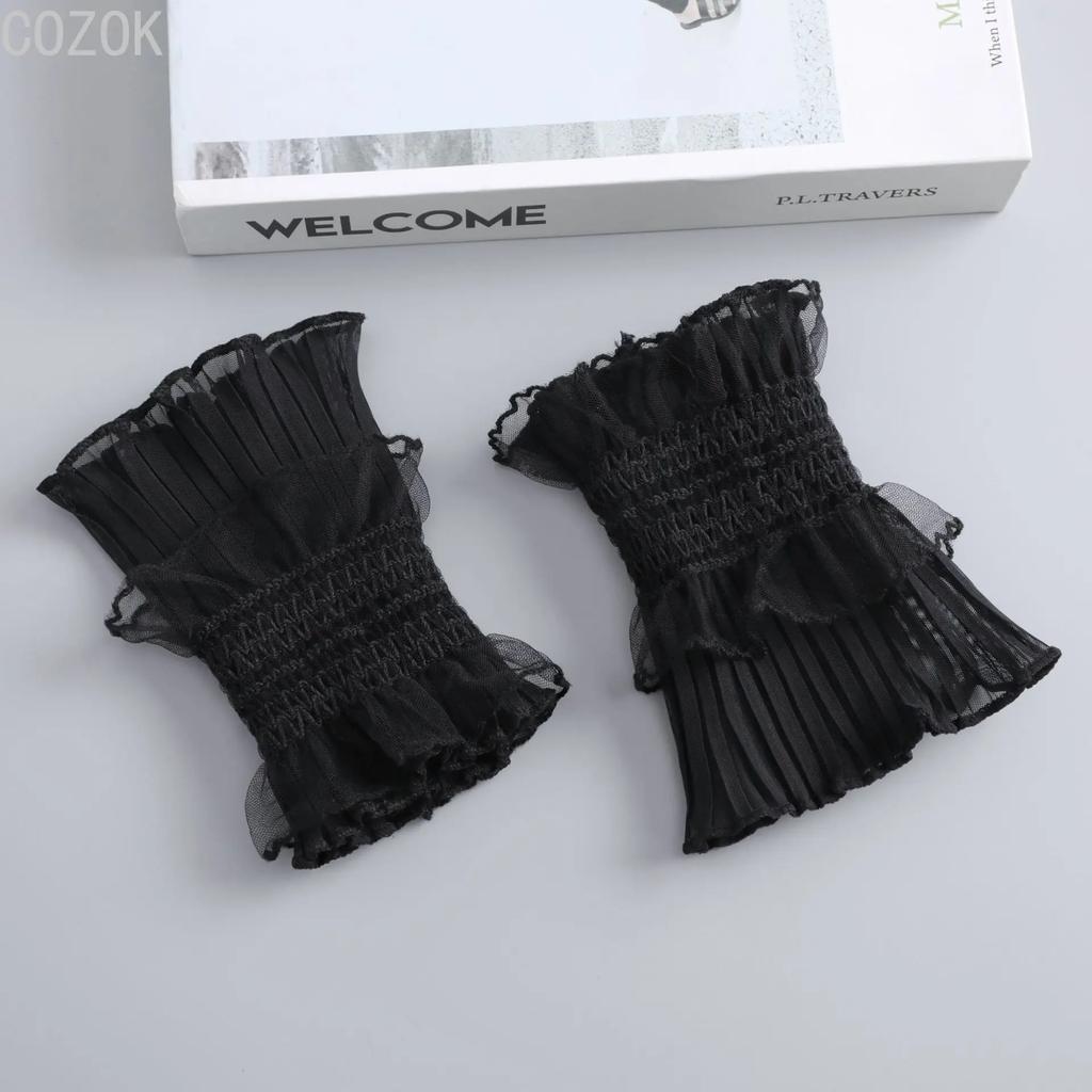 Cross-border Pleated Mesh Lace Sleeves Women's Decorative Cuffs Replacement Fake Sleeves