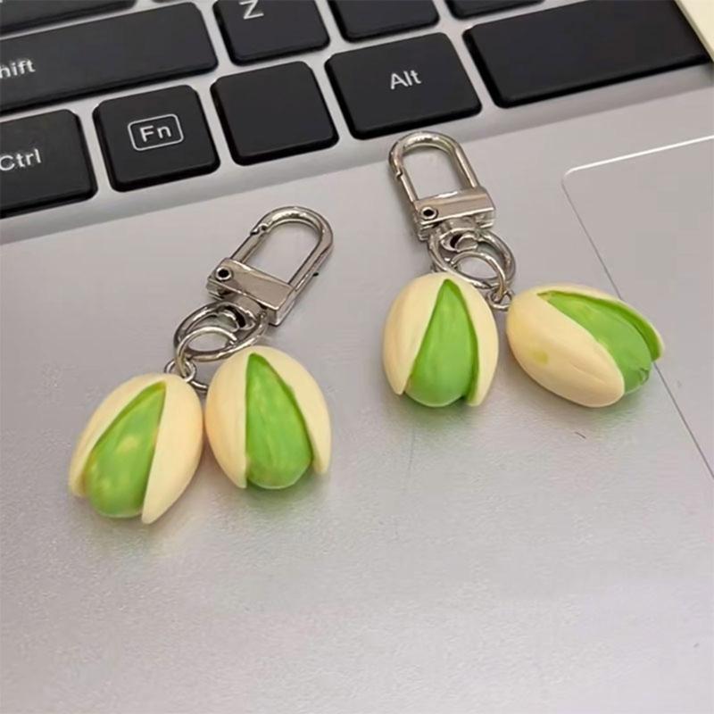 Cute Pistachios Keychain Charm Trendy Pistachios Nut Keychain Versatile Keyrings Charm for Backpacks and Purses