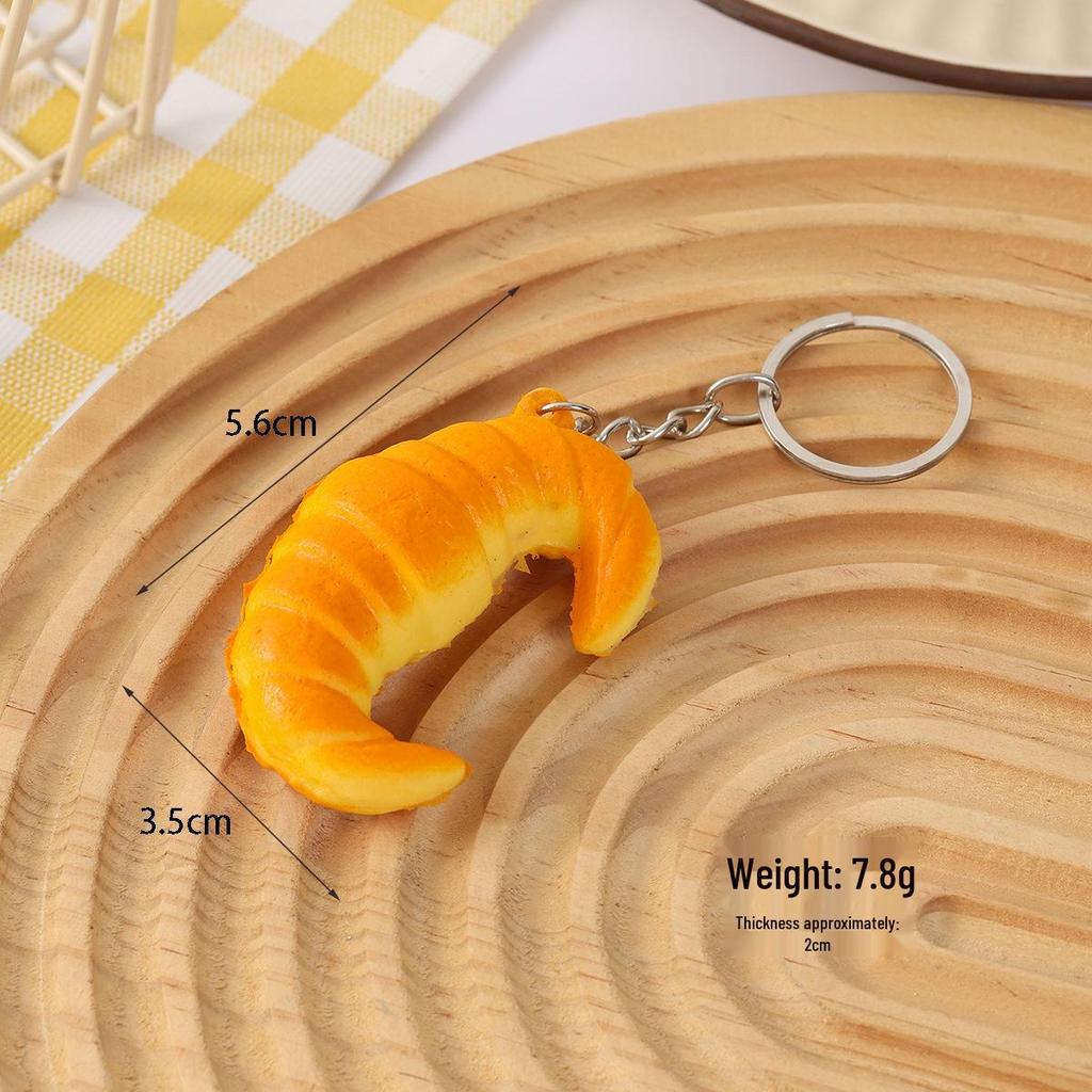 Mini-Brot-Schlüsselanhänger-Set: Lustiges Croissant, Ananasbrötchen, Baguette Spielzeug