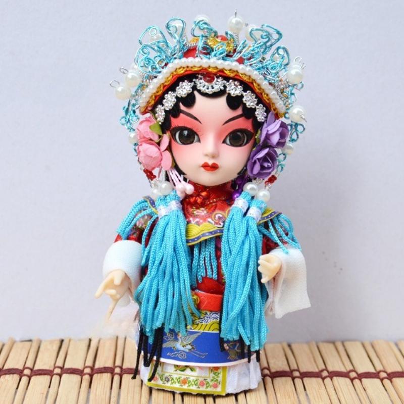 Chinese Peking Opera Mask Doll Opera Character Decoration Silk Doll Chinese Handmade Decorative Gifts Shop Decoration Doll