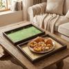 Large Capacity Bamboo Leaf Serving Tray Chinese Style Rectangular Storage Tray  Living Room