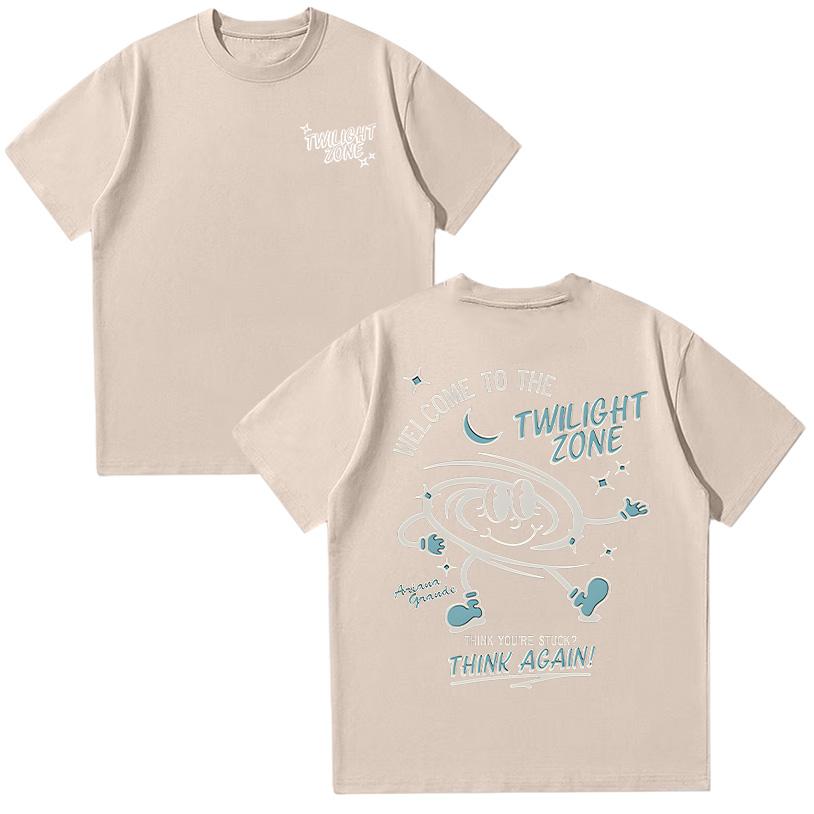 Ariana Grande Twilight Zone Think Again T-shirt Men's Women Vintage High Quality Cotton Tshirts Fashion Casual Soft Tee Y2K Tops