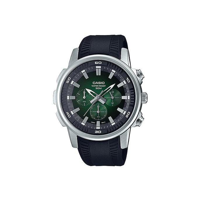 CASIO Men DRESS Green Watch MTP-E505-3AV MTP-E505-3AV Black Strap