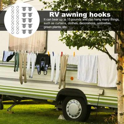 RV Awning Hooks RV Awning Slide Hooks 10X Rubber Portable Quick-Release High-Strength Hardware For Tarp Shade Banner Roller Rod