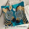 Teal Golden Vintage Zebra Double-Sided Decorative Pillowcase, Aqua Blue Modern Pattern Cushion Cover For Sofa Living Room