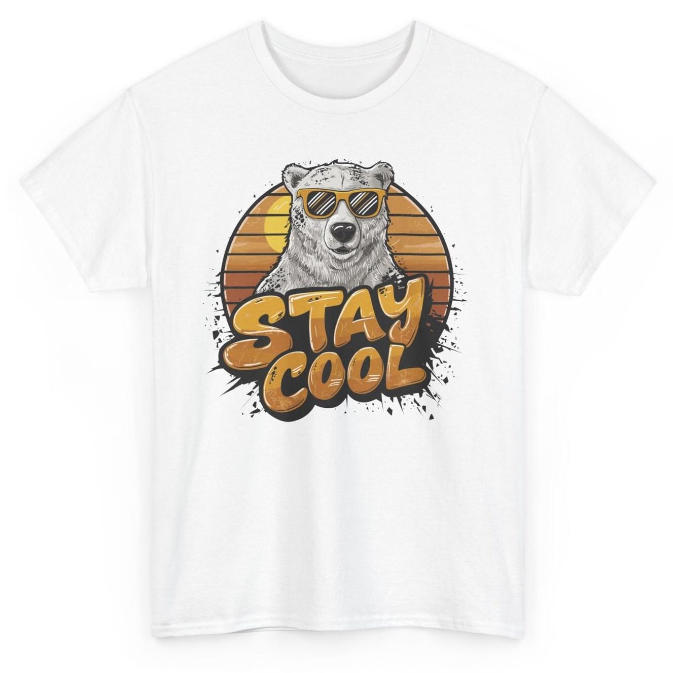 Vintage Stay Cool Cool Polar Bear Funny T-shirt - Retro Bear Graphic Tee XL