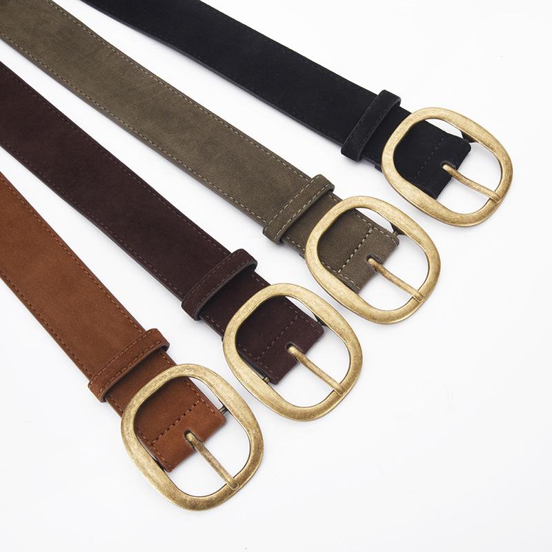 2026 High-Quality Women's Day Buckle Leather Belt - Imitation Suede, Reversible PU Cross Suede, Hot Selling