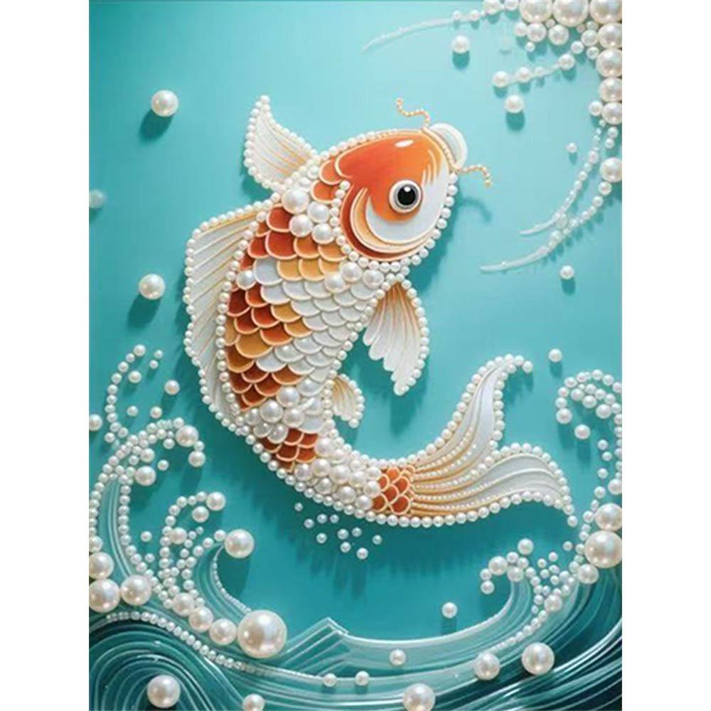 

Pearl Golden Carp DIY Diamond Art Kits 15.7x19.6inch Gem Art Diamond Painting Kits Without Frame for Adults Gift Idea Home Wall Decor 40x50cm