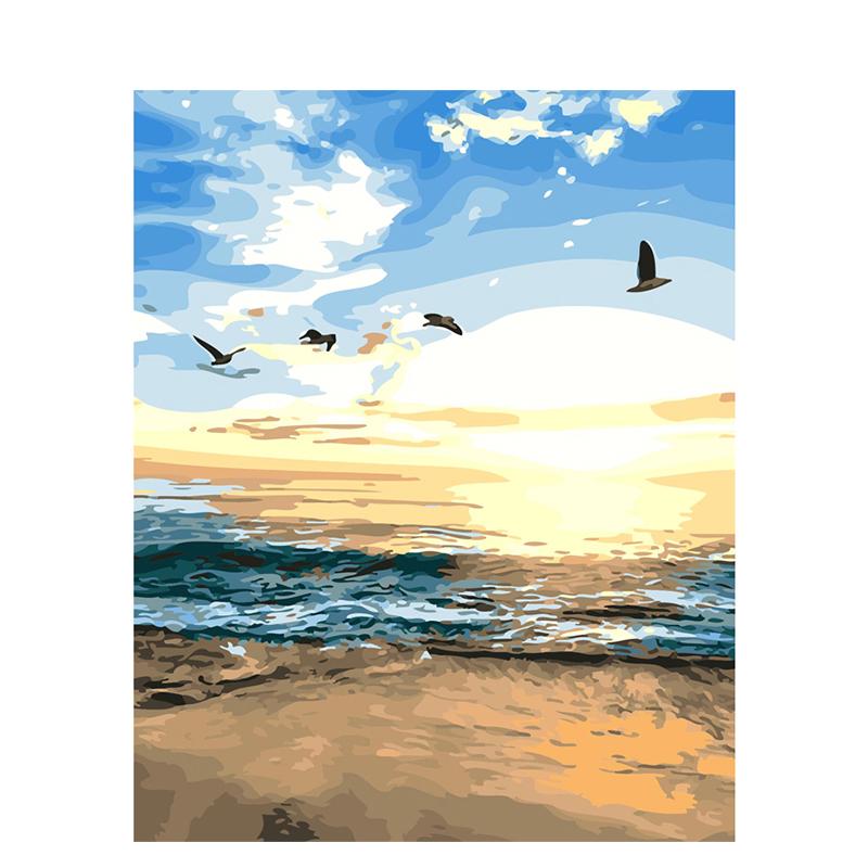 

Морская чайка, птица, спокойный пейзаж, сделай сам, цифровая живопись по номерам, Современная настенная живопись на холсте, уникальный подарок, домашний декор 40x50 см 40x50cm no frame
