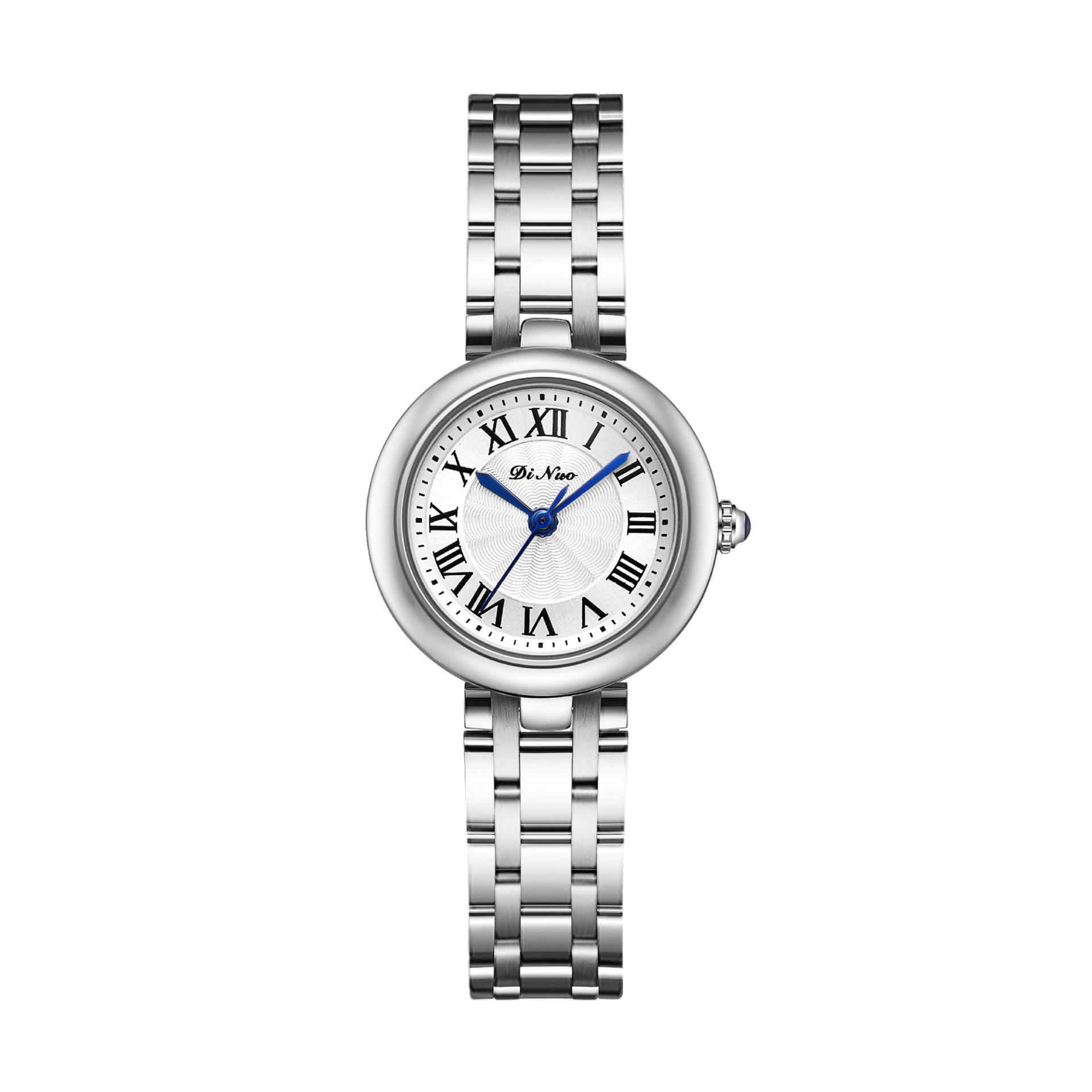 Dinuo Ladies Exquisite Small Dial Steel Band Watch - Elegant & Popular Women s Student Watch серебро белый