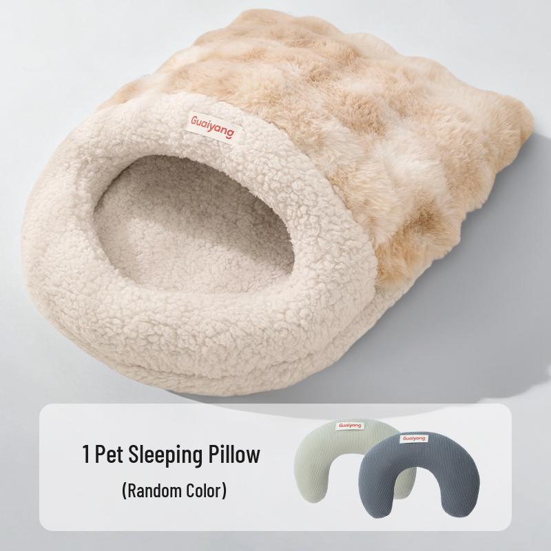 Cozy Semi-Enclosed Cat & Dog Sleeping Bag Bed - Winter & All-Season Use