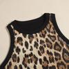 Bead, Leopard Print, Vest, Sexy, Exposed Waist, Color Blocking, Sleeveless Top for Women