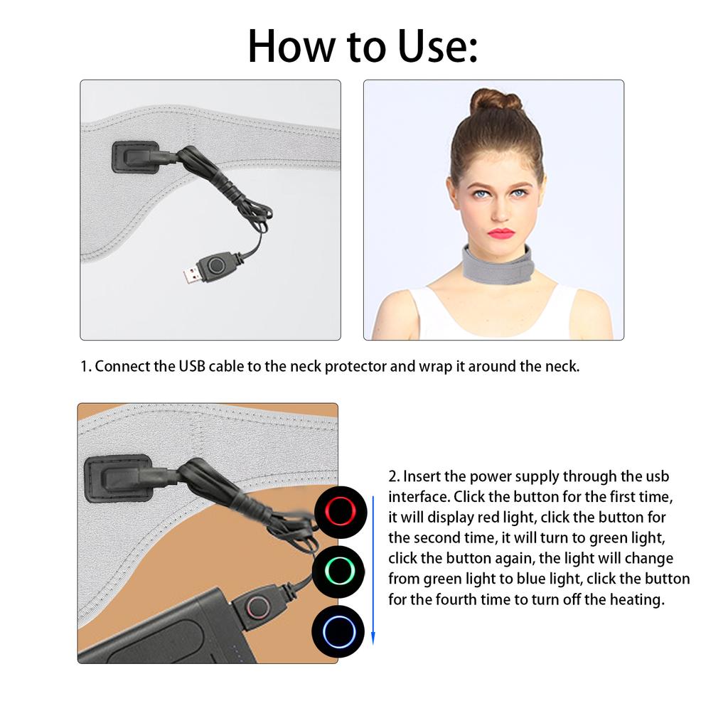 Hted Neck Wrap Relieve Neck Pain Hting Therapy   USB Hted Cervical Collar