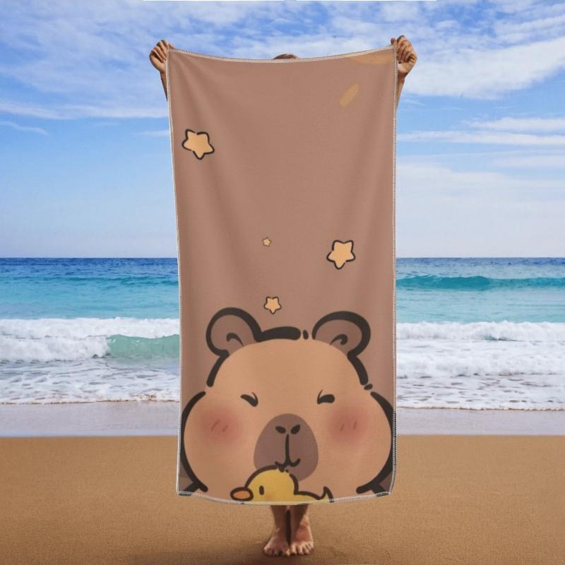 

1pc Kabibala & Star Beach Towel - Ultra-Soft Fast-Dry Microfiber, Highly Absorbent Lightweight , Cute Cartoon Bear & Star Design W40*H60(CM)