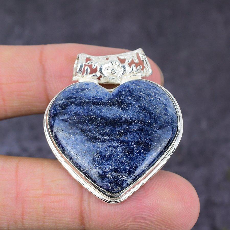 Lolite Stone Gemstone Handmade 925 Sterling Silver Jewelry Pendant 1.65" N0j26