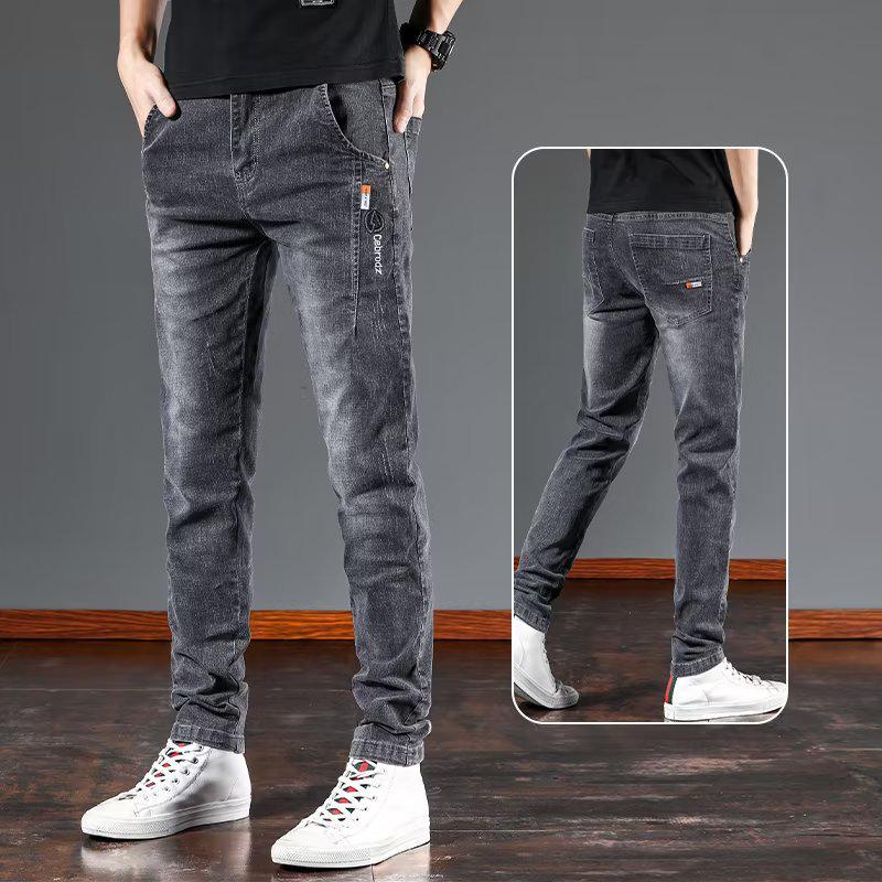 Pánské letní slim strečové džíny - korejský styl, trendy ležérní rovné kalhoty