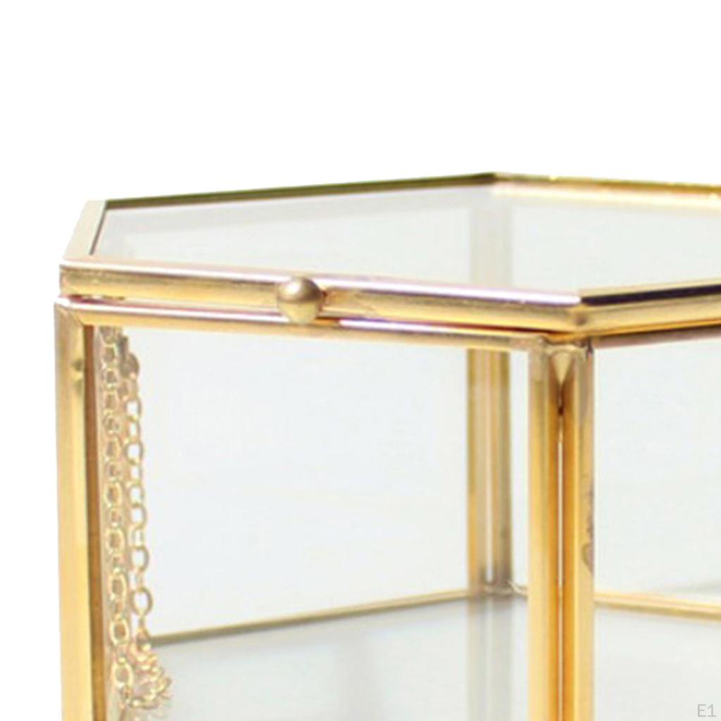 Brass , Glass Geometric Terrarium Tabletop er, Gold