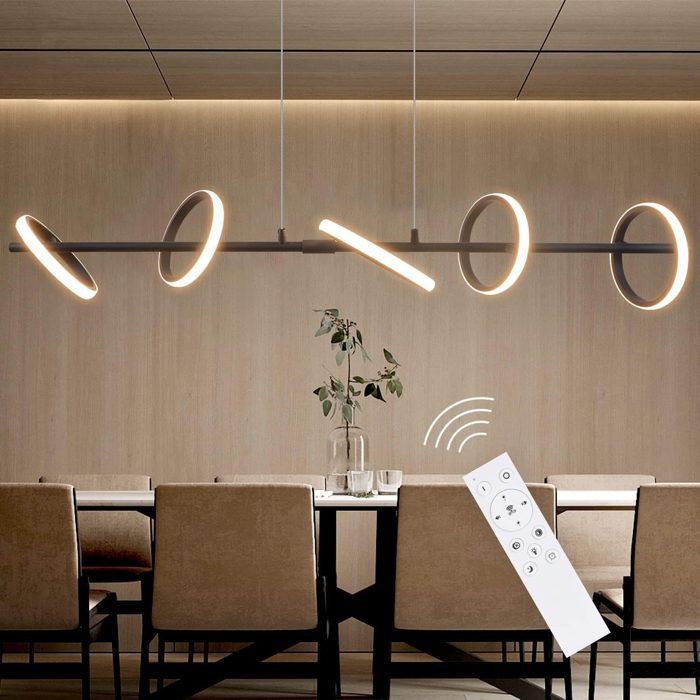 LED Pendant Lamp - NETTLIFE - 42W Ring - Black - Remote Control - Adjustable Suspension