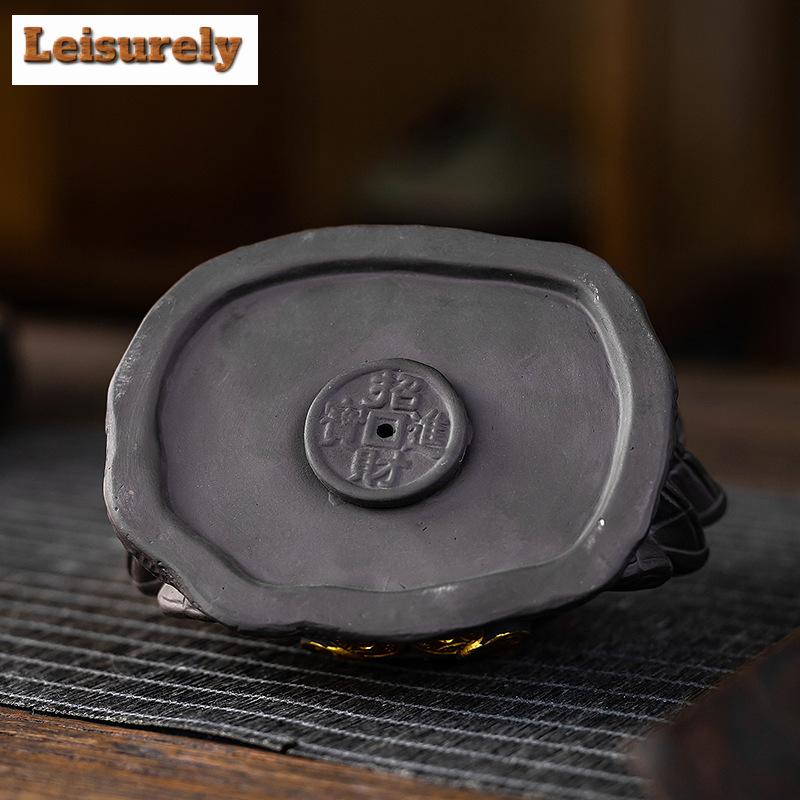 Creative Crab Purple Sand Tea Pet Handmade Gold Painted Tea Play Figurine Toy Tea Brush Holder Pen Rack Tea Plate Table Ornament