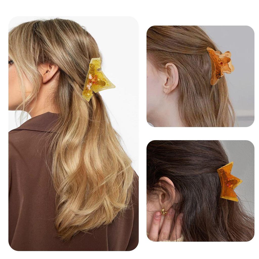 DIY Crystal Epoxy Hair Clip Mold: Cat, Bear, Crown, Butterfly, and Shark Clip Designs