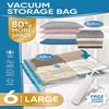 6 Pack Vacuum Storage Bags with Hand Pump Space Saver Vacuum Seal Storage Bags for Clothing Bedding Travel Lugggage Organizer