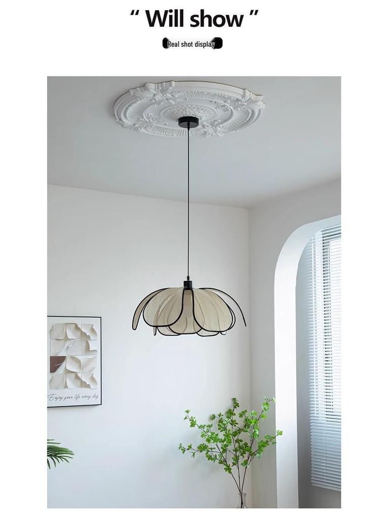 High-End Mid-Century French Cream Petal Chandelier for Living, Dining, and Bedroom