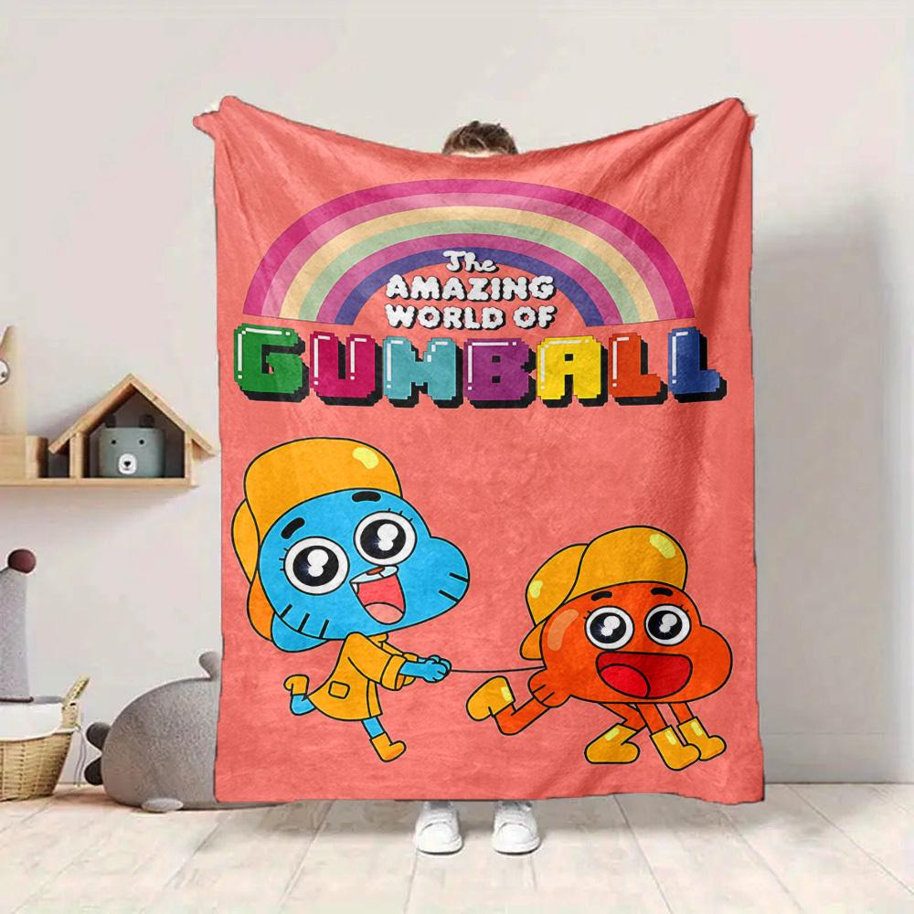 1pc The Amazing World of Gumball Cozy Print Blanket Lightweight Warm Flannel Throw Blanket For Sofa, Bed, Living Room